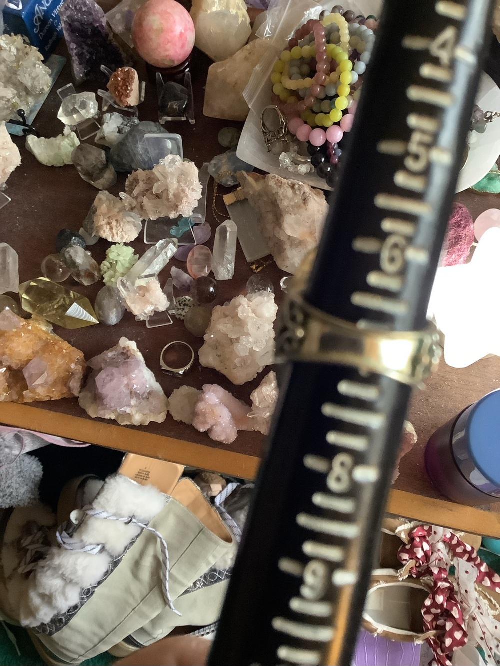 Huge Rainbow Moonstone Statement Ring - silver Sz 7 - Picture 6 of 7